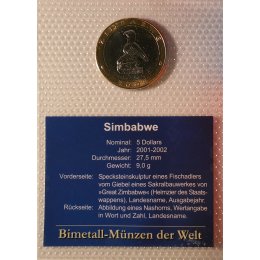 Simbabwe 5 Dollars 2002 "Nashorn"