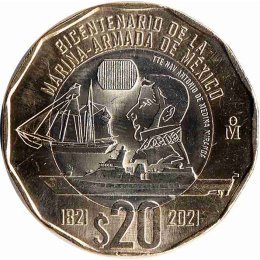 Mexiko 20 Pesos 2022 "Bicentennial of the Mexican Navy"