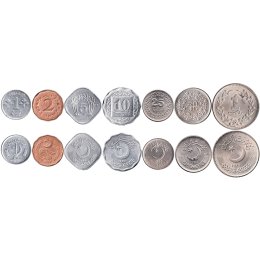 Pakistan 1, 2, 5, 10, 25, 50 Paisa, 1 Rupee